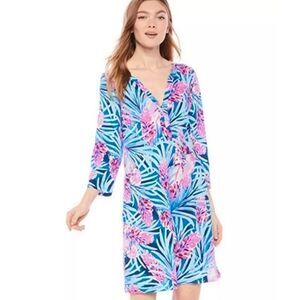 NWOT Lilly Pulitzer Daphne Dress Peacock Blue Tweethearts size L